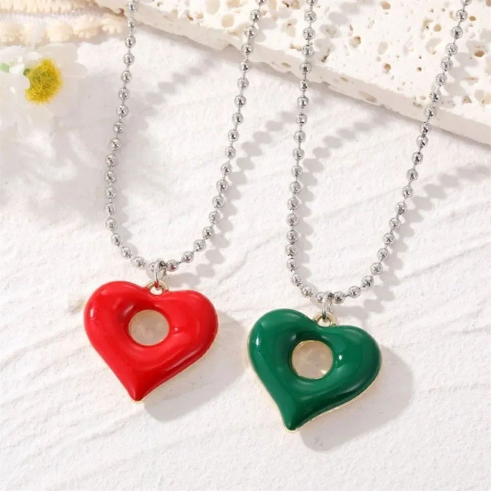 Heart Hollow Silver color chain necklace